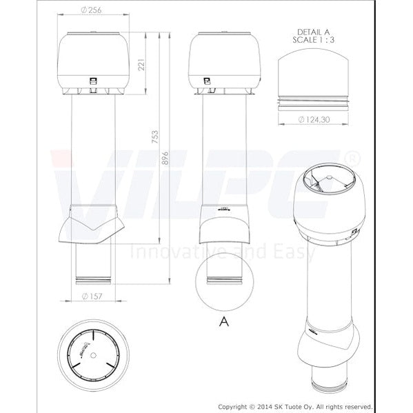 Tuuletusputki Vilpe 110 741667 Eristetty Harmaa 7813319