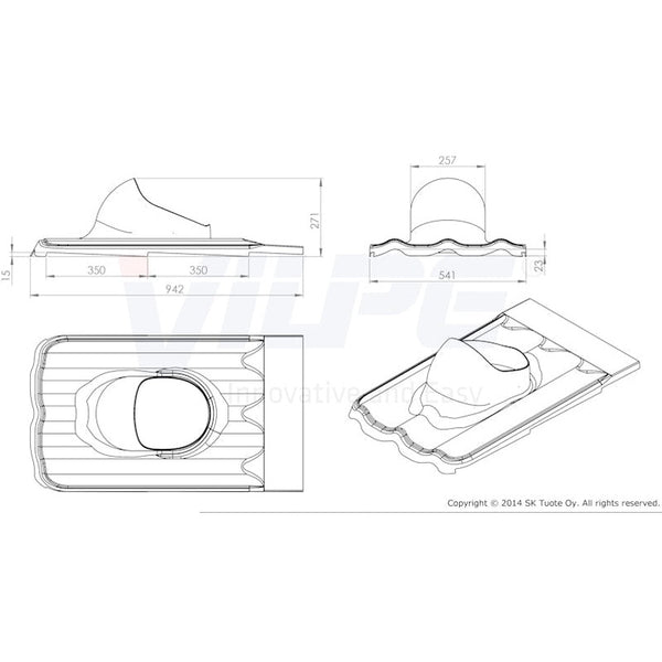 Kattoläpivienti Vilpe XL Universal MK1 735512 Musta 7820038