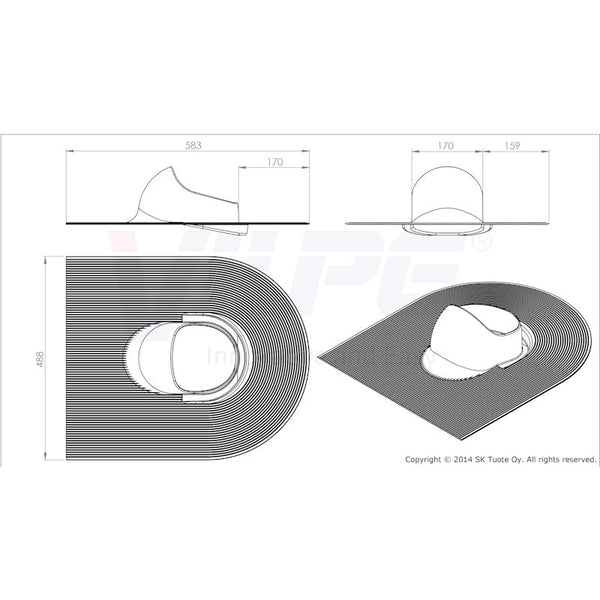 Kattoläpivienti Vilpe huopakatolle 74002 musta 7813114