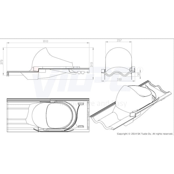 Kattoläpivienti Vilpe XL tiilikatolle Musta 7813612