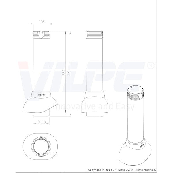 Tuuletusputki Vilpe110/Eristetty Tiilenpunainen 7813317