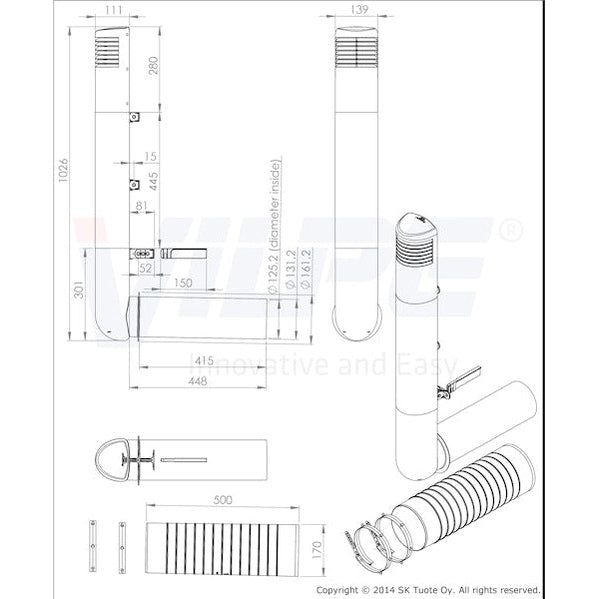 Tuuletuspaalu 790317 Ross-125 Vilpe Harmaa 7814607