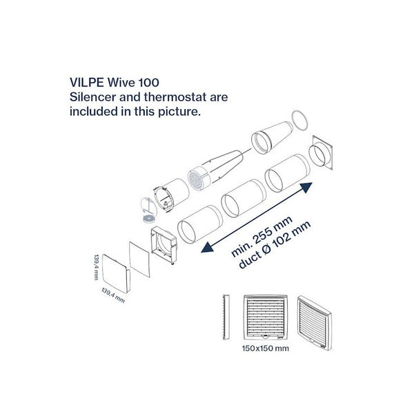 Korvausilmaventtiili Vilpe Wive 100 8832053