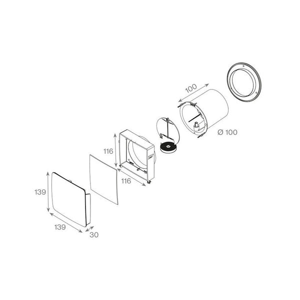 Korvausilmaventtiili Vilpe Wive 100 tuuletustuukkuun termostaatilla 8832056