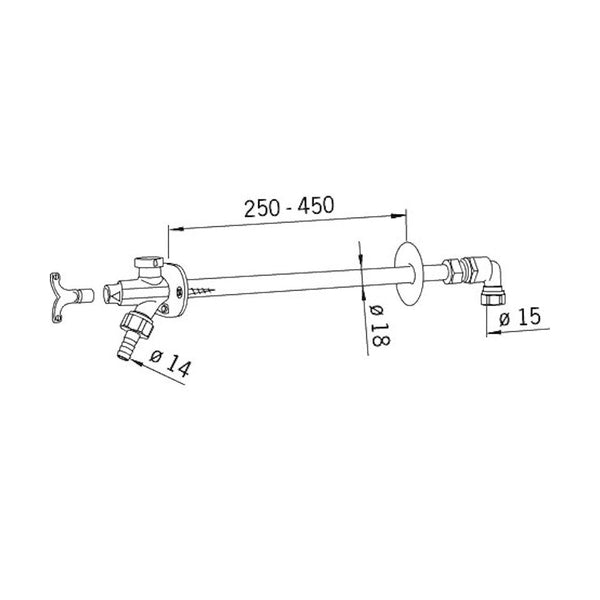 Vesipostiventtiili DN15 250-450mm Oras 431015 2934115