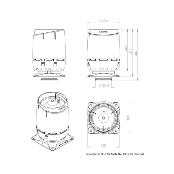 Poistoputki Vilpe Flow 125S 250X250 Musta 7820258
