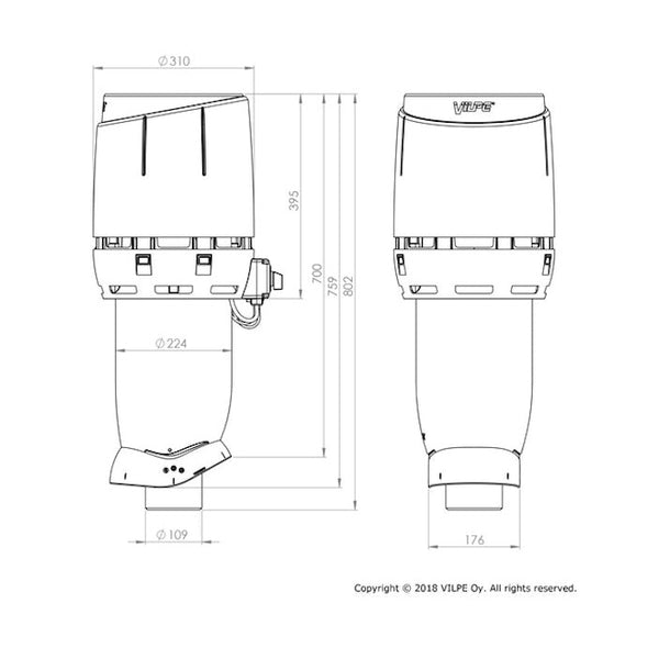Huippuimuri Vilpe ECo110P/700 Flow musta 7820330