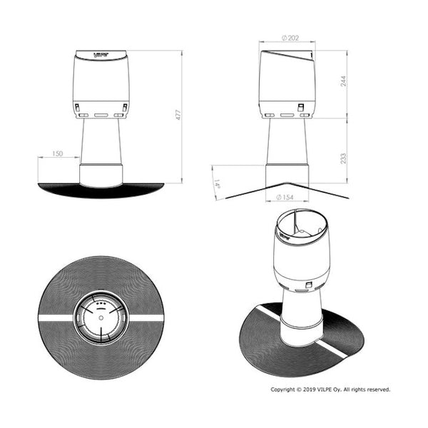 Alipainetuuletin Vilpe Flow Alipai 110 harja 14 koottuna musta 7820444