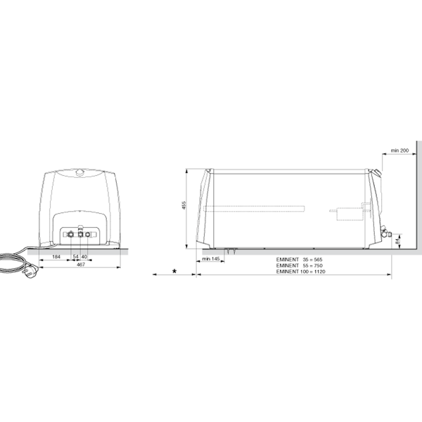 Lämminvesivaraaja Käyttövedenlämmitin Nibe Eminent 100 R 1/3 kW seinä/vaaka 5271020