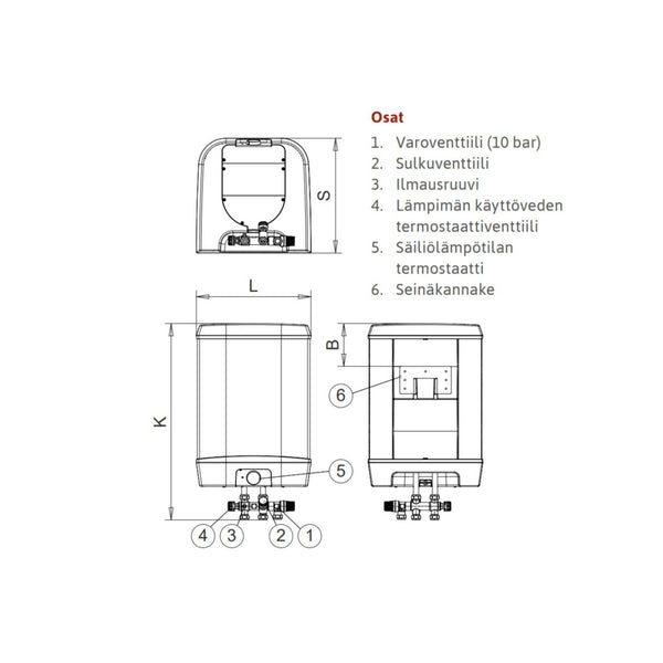 Käyttövedenlämmitin Jäspi VLK 15 2 kW 5260130F 5260130