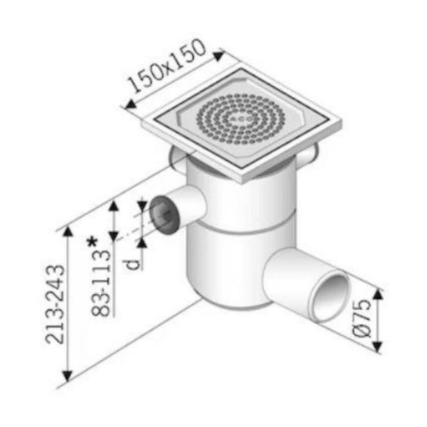 Aco Lattiakaivo Vaakamalli Dn70 Rst 2X32+50 Betoni/Massa 3308212