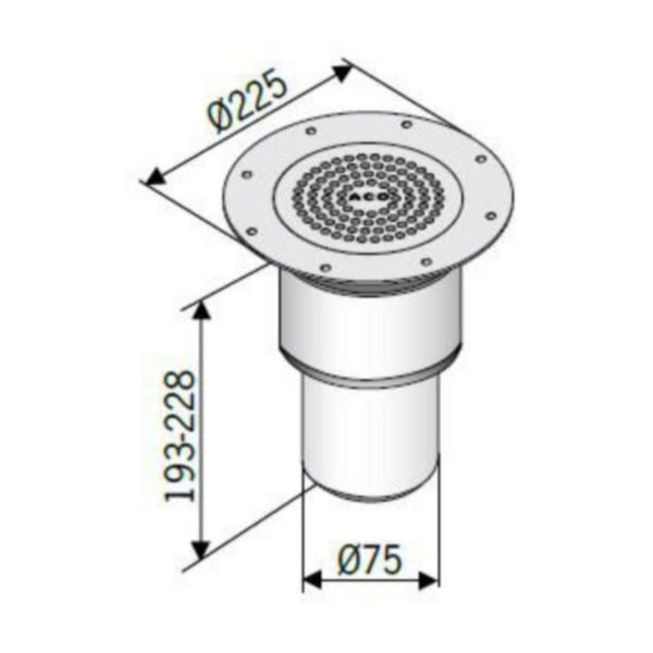 Aco Lattiakaivo Pystymalli Dn70 Rst Matto/Laatta 3308219