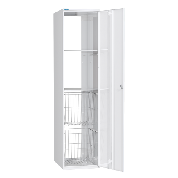 Pyykkikaappi Polaria 300x1700x530 mm oikeakätinen sylinterilukko 2 koria + 2 hyllyä - Fertti.com