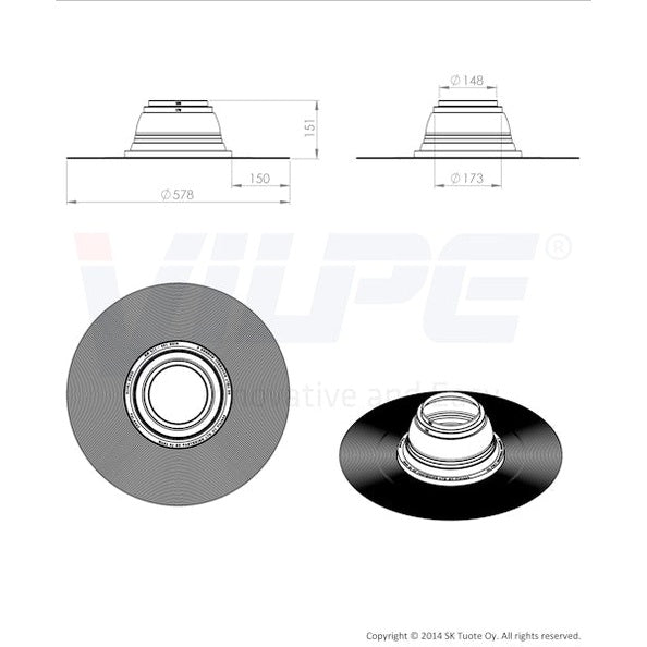 Huopakaton läpivientitiiviste Vilpe Felt no. 5 ø 150/175 mm [7813335]