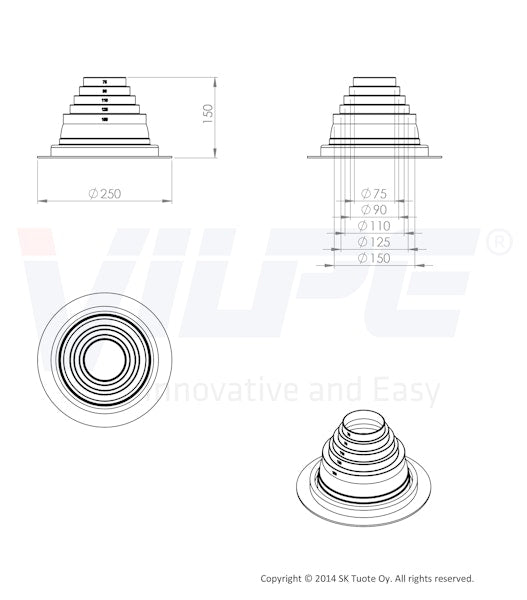 Läpivientitiiviste 71722 Vilpe Roofseal 75-150 [7813054]