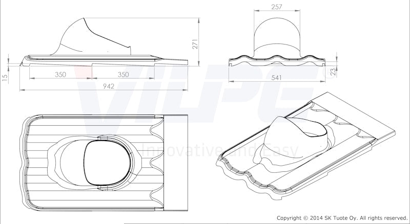 Kattoläpivienti Vilpe XL Universal MK1 735512 Musta [7820038]