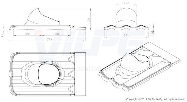 Kattoläpivienti Vilpe XL Universal MK1 735512 Musta [7820038]