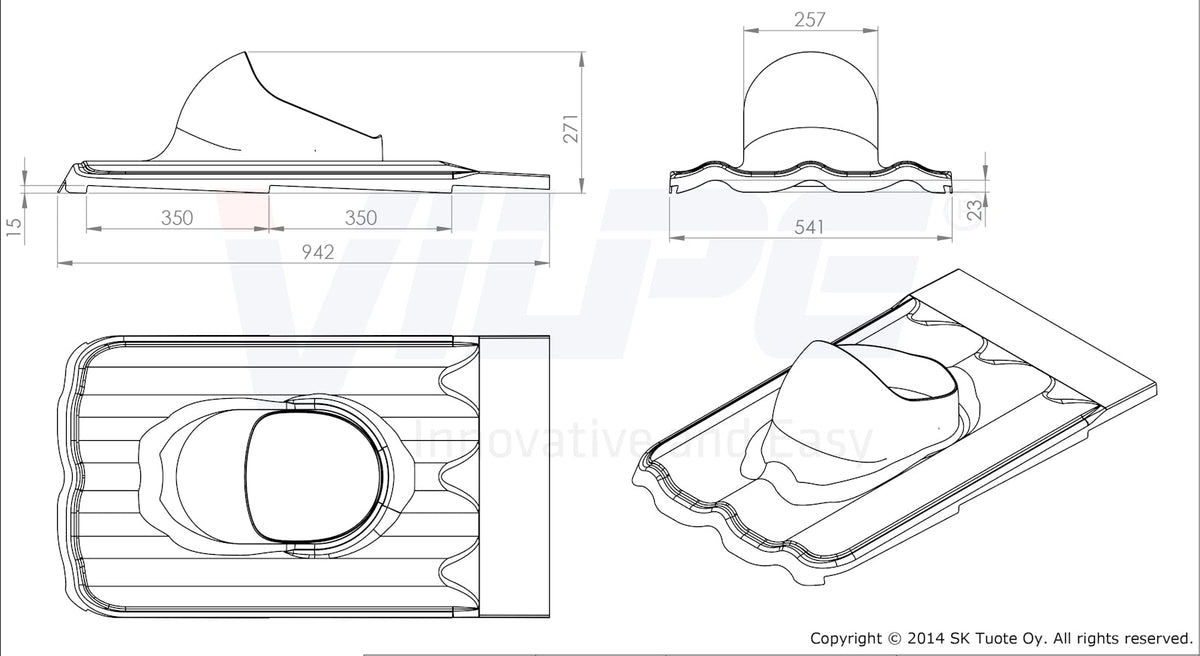 Kattoläpivienti Vilpe XL Universal MK1 735517 Harmaa [7820041]