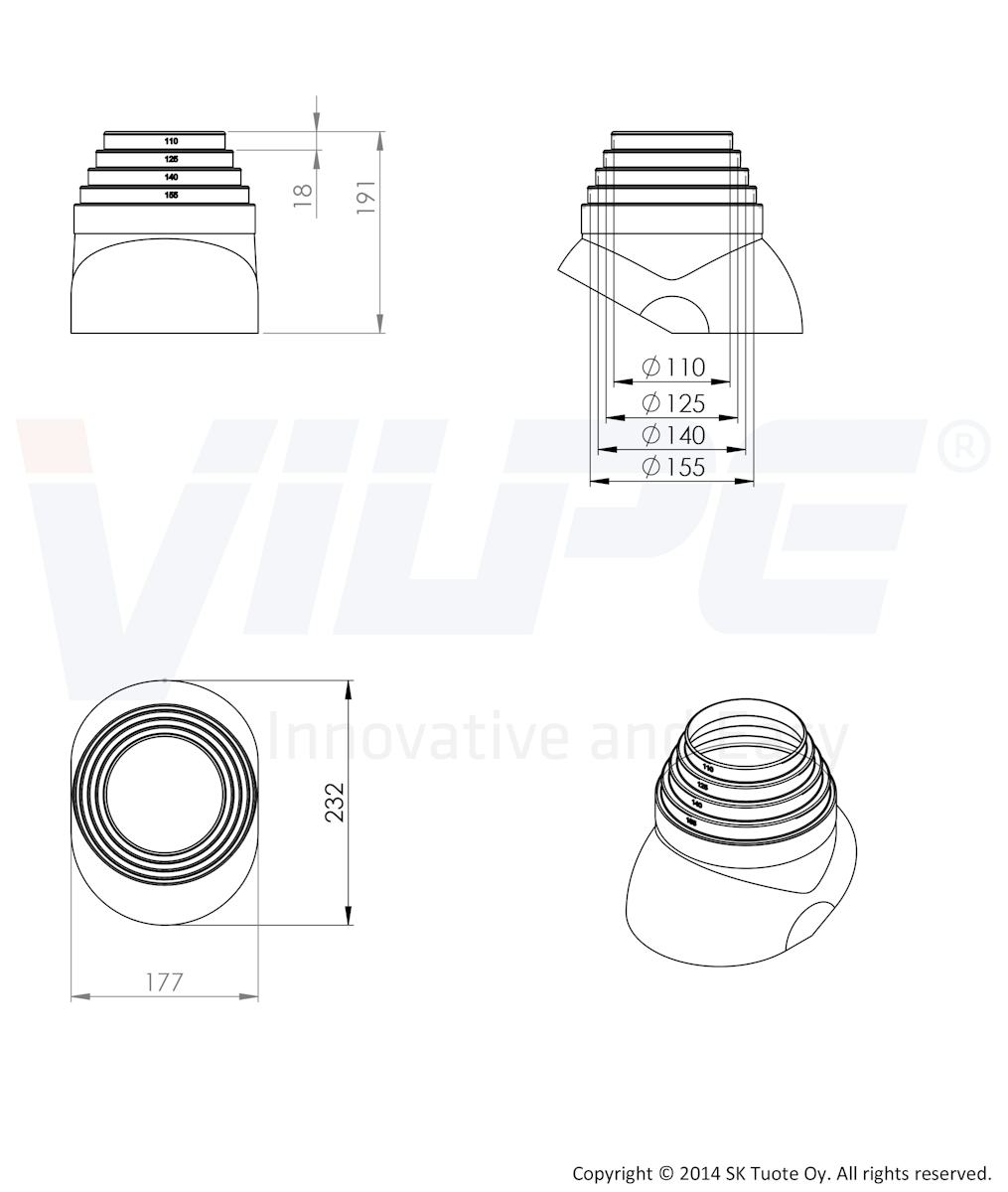 Pipe and bollard collar Vilpe 110-155 741002 Black [7814352]