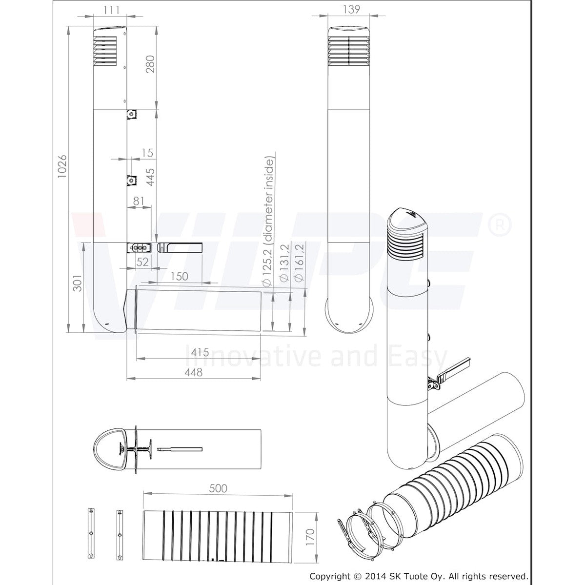 Tuuletuspaalu Vilpe Ross 125/135, punainen 790318 [7814608] |