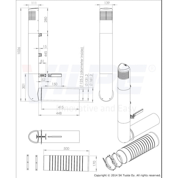 Tuuletuspaalu Vilpe Ross 125/135, punainen 790318 [7814608] |