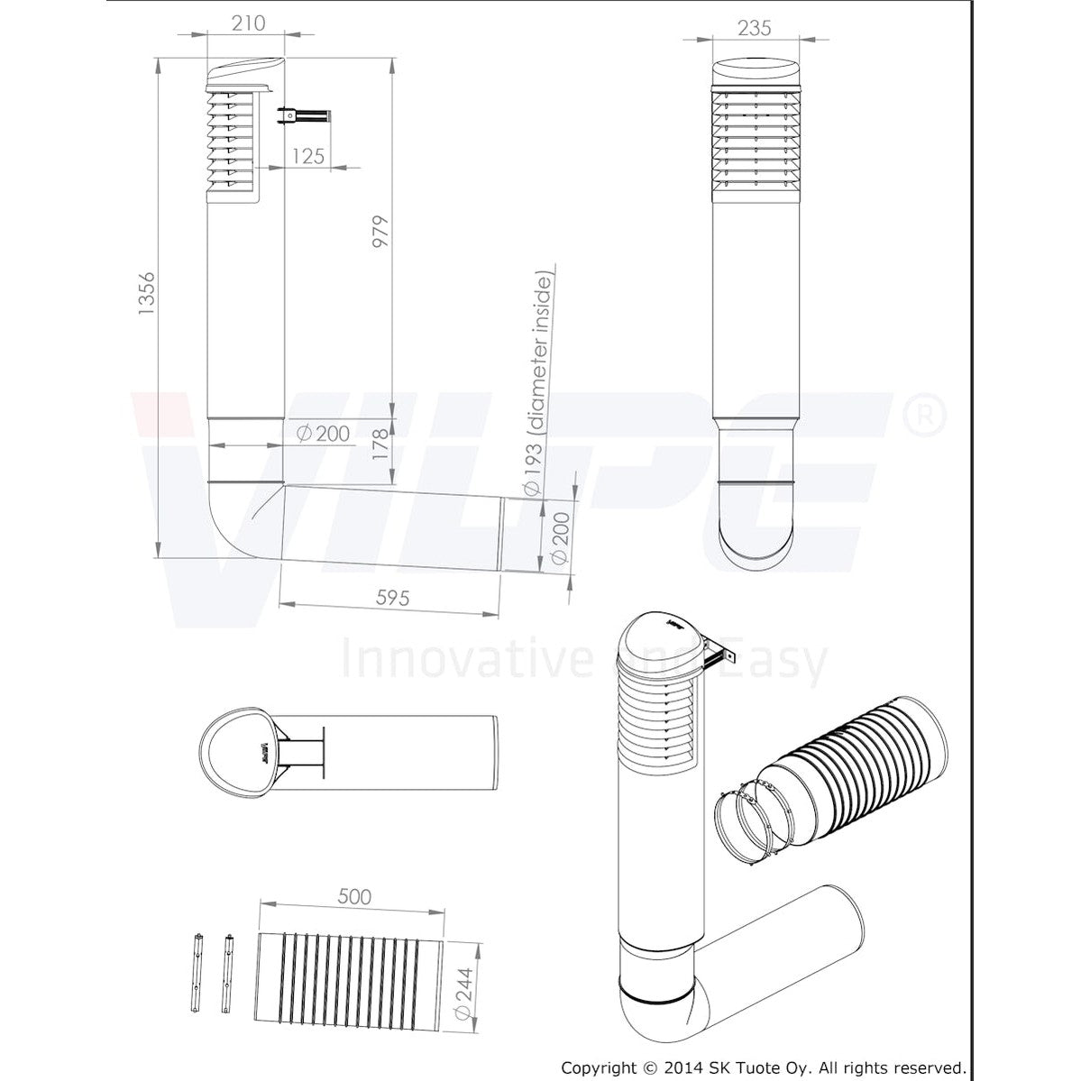 Tuuletuspaalu Vilpe 790382 Ross 200/210 musta [7820068] |