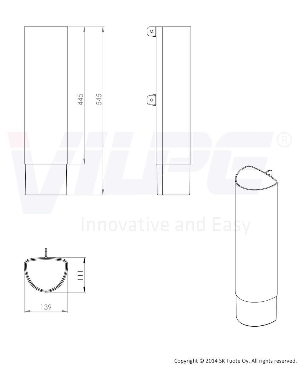 Ventilation pile extension Vilpe Ross 125 vertical pipe grey [7814627]