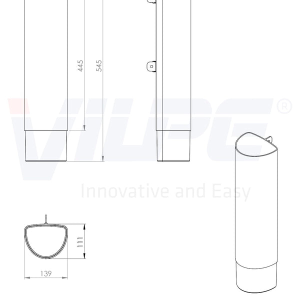 Ventilation pile extension Vilpe Ross 125 vertical pipe grey [7814627]