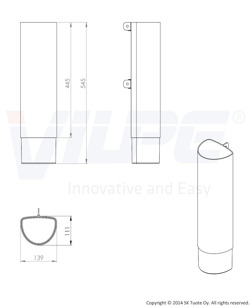 Ventilation pile extension Vilpe Ross 160 vertical pipe painted white [7814680]