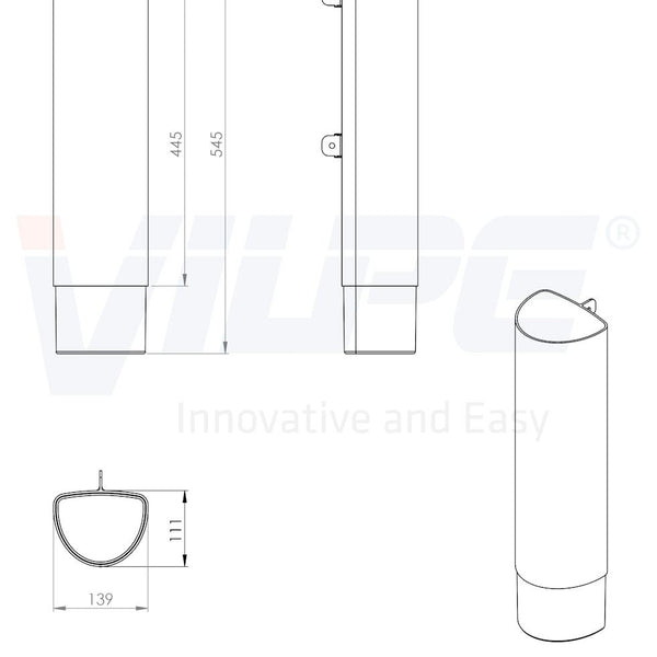 Ventilation pile extension Vilpe Ross 160 vertical pipe painted white [7814680]