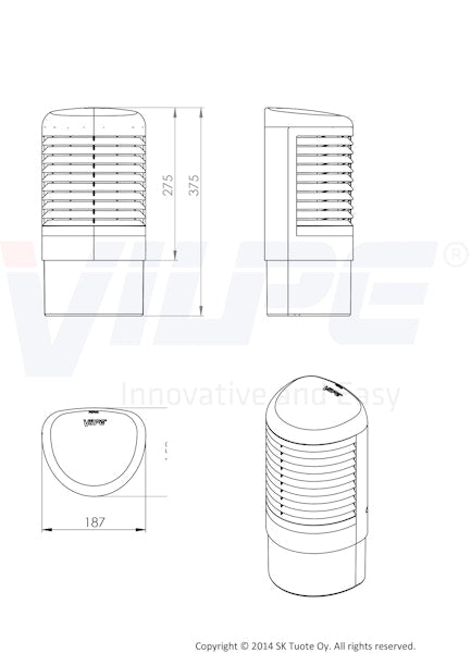 Tuuletuspaalu Vilpe Ross hattu 160, harmaa 790567 [7814727]