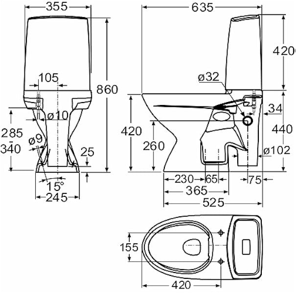 WC-laite IDO Glow 63 poistoputkella  38463-01 vasen 2-H [5650207]