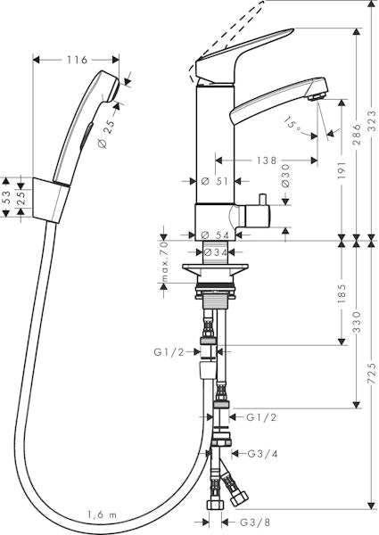 Pesuallashana Hansgrohe Logis bidé PKV 31543000 [6150724]