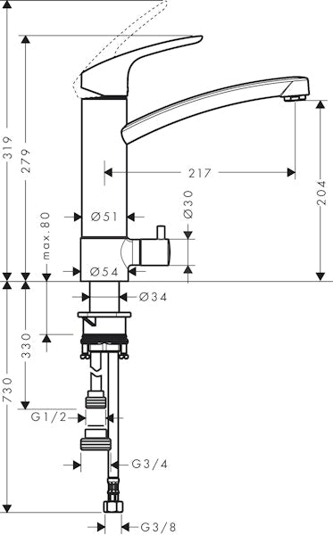 Keittiöhana Hansgrohe Focus 200 pkv 31842000  [6250441]