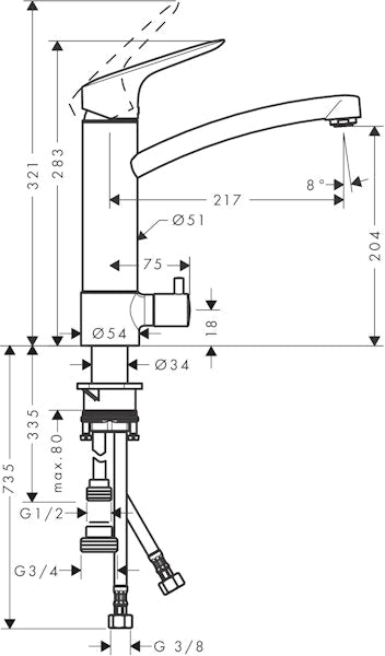 Keittiöhana Hansgrohe Logis M31 220 PKV 71859000 [6250445]