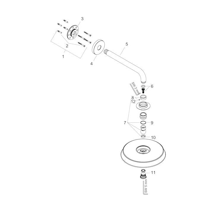 Yläsuihku Hansgrohe 27424000 Rd C 240 Seinäputki [6559345] |