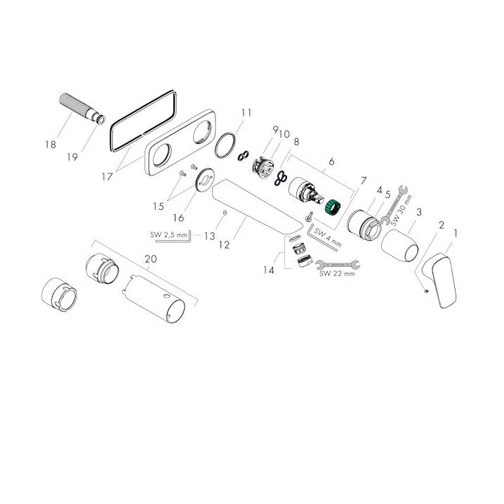 Pesuallashana Hansgrohe 71220670 Logis Seinäas, Musta [6151012]