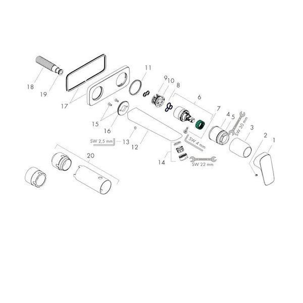 Pesuallashana Hansgrohe 71220670 Logis Seinäas, Musta [6151012]