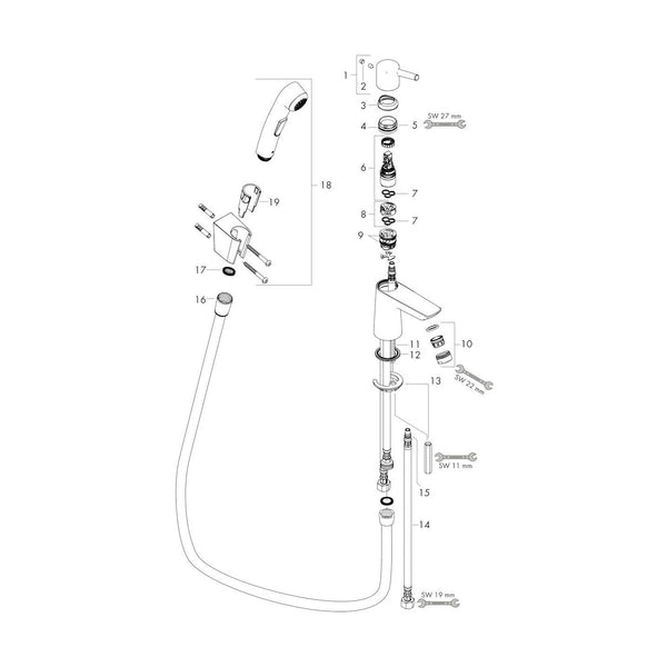 Pesuallashana Hansgrohe Talis S Push - Open, bidé 72290000 [6150449] |