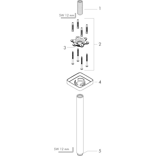 Piiloasennushana Hansgrohe 27388000 Suihkuputki E 300 [6559742]