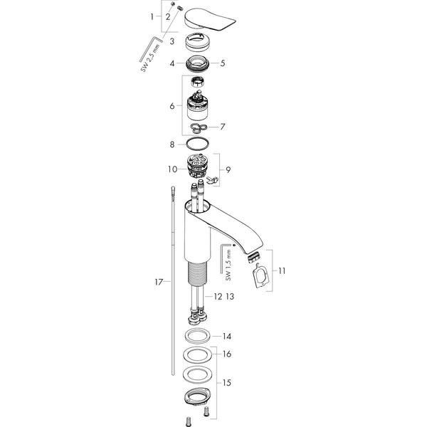 Pesuallashana Hansgrohe 75040670 Vivenis 250 VPV musta [6150902]
