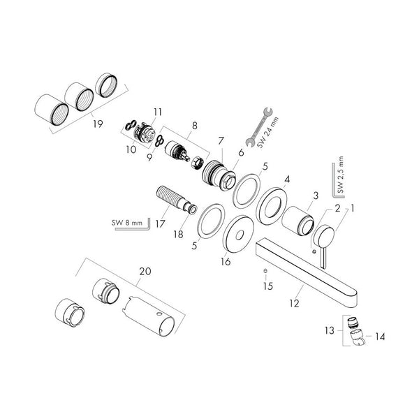 Pesuallashana Hansgrohe 76050700 Finoris Seinä  Valk [6151029]