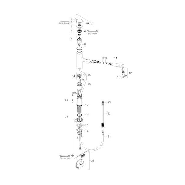 Keittiöhana Hansgrohe 74803670 Zesis M33 150 2J Musta [6250480]