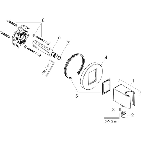 Seinäliitin Hansgrohe 26888340 Fixfit S harjattu Musta kromi [6550281]