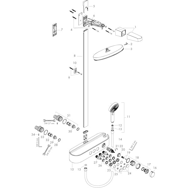 Suihkujärjestelmä Hansgrohe 24240140 Pulsify Sp 260 Pronssi [6352022]