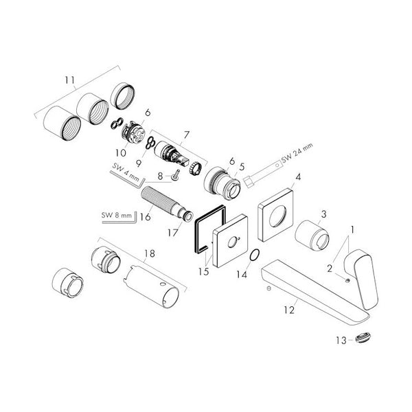 Pesuallashana Hansgrohe 71256670 Logis Seinäas, Musta [6151013]