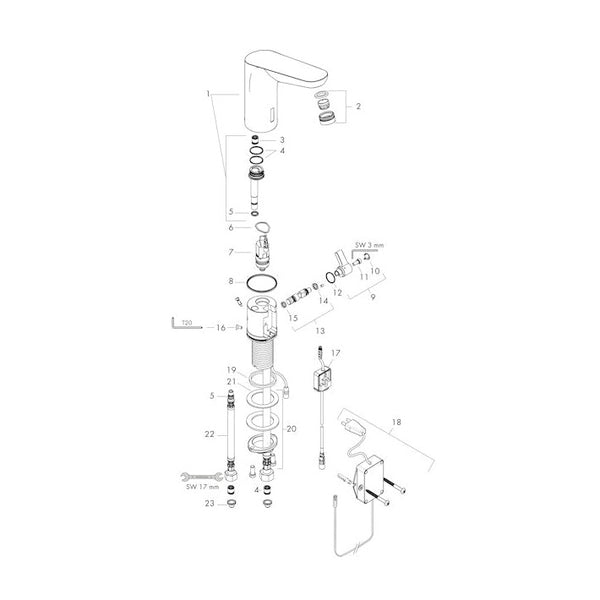 Pesuallashana Hansgrohe 31173000 Focus Elekt, 230V [6150128]