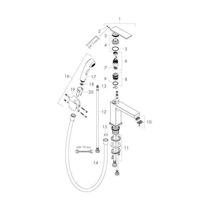 Pesuallashana Hansgrohe 73210000 Tecturis E110 Bide Kromi [6150987]