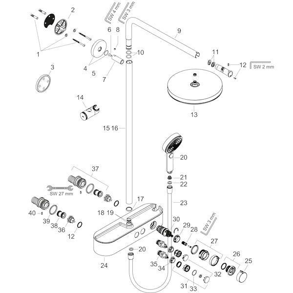 Suihkujärjestelmä Hansgrohe 24220670 Pulsify Sp 260 Musta [6352017]