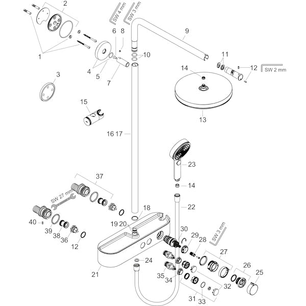 Suihkujärjestelmä Hansgrohe 24221670 Pulsify Sp 260 Musta [6352020]
